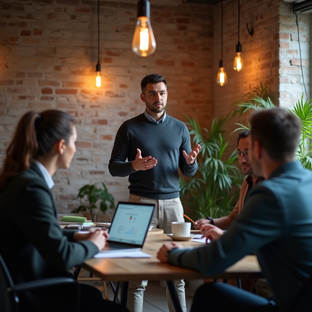 Руководитель технической команды проводит встречу